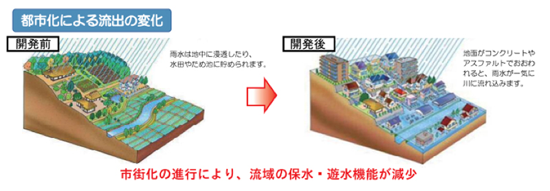 都市化の進行による洪水・浸水危険度の増大